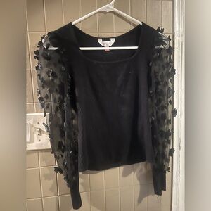 No Boundaries Black Ribbed Top with Square Neck